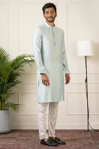 Grey embroidered jacket kurta set