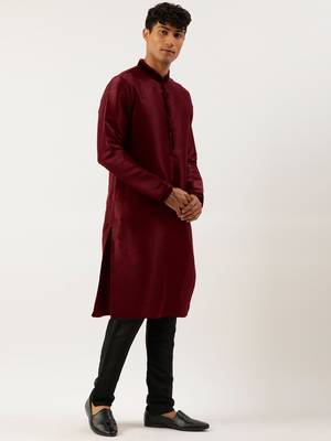 Maroon  embroidered jacket kurta set 3