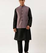Old rose embroidered jacket kurta set