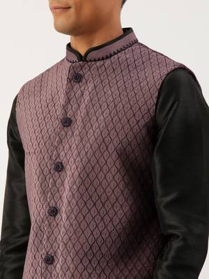 Old rose embroidered jacket kurta set 5