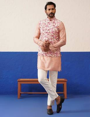 Multi printed with cord textured jacket set 1