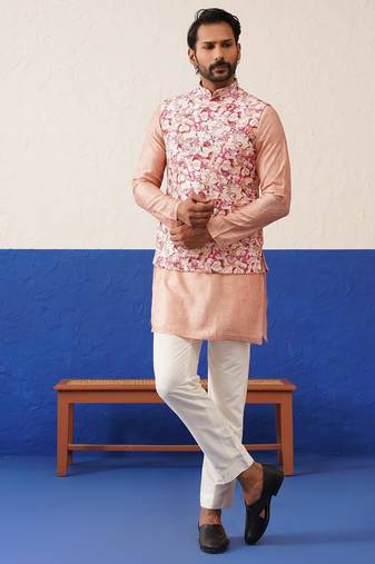 Multi printed with cord textured jacket set