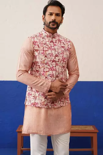 Multi printed with cord textured jacket set