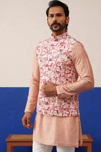 Multi printed with cord textured jacket set