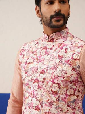 Multi printed with cord textured jacket set 4