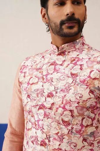 Multi printed with cord textured jacket set