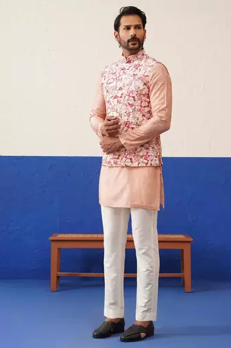 Multi printed with cord textured jacket set