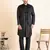 Black lazer cut jacket with front open kurta set