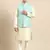 Light pastel blue linen jacket with kurta set