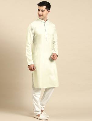 Light pastel blue linen jacket with kurta set 3