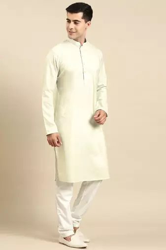 Light pastel blue linen jacket with kurta set