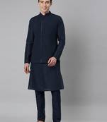Navy ruching jacket kurta set