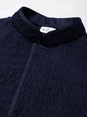 Navy ruching jacket kurta set 2