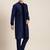 Blue long jacket kurta set