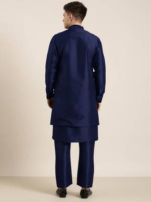 Blue long jacket kurta set 4