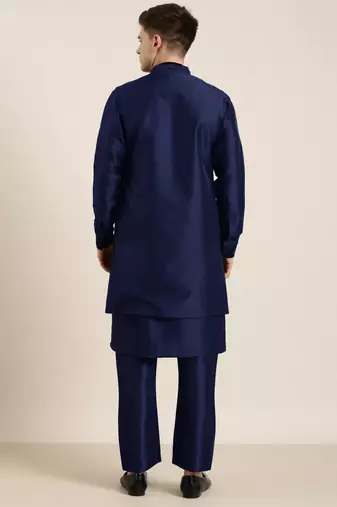 Blue long jacket kurta set
