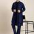 Blue long jacket kurta set