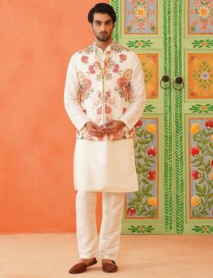 Floral printed jacket kurta set 1