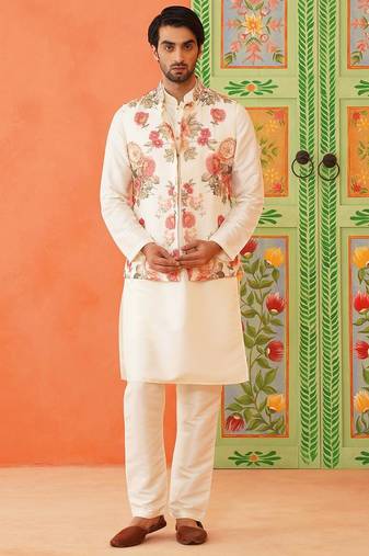 Floral printed jacket kurta set