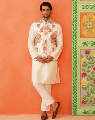 Floral printed jacket kurta set 4