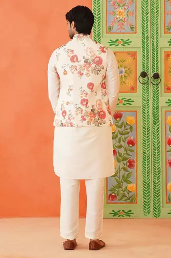 Floral printed jacket kurta set