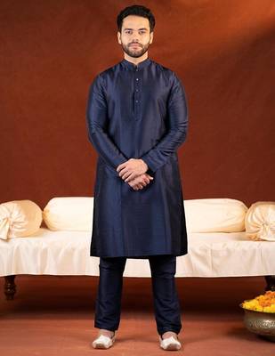 Blue embroidered jacket kurta set 5