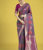 Multi colour banarasi satin silk zari weaving classic saree