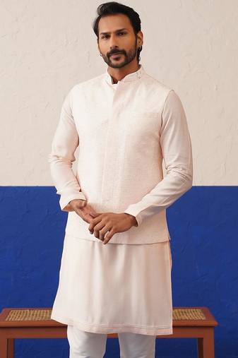 Light peach colour bundi kurta set