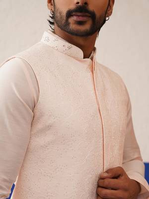 Light peach colour bundi kurta set 2