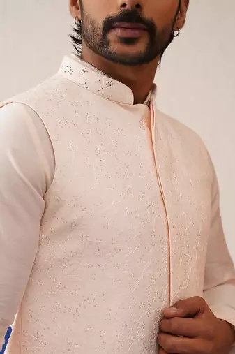 Light peach colour bundi kurta set