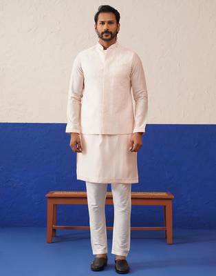 Light peach colour bundi kurta set 3