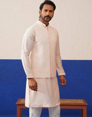 Light peach colour bundi kurta set 4