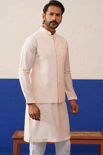 Light peach colour bundi kurta set
