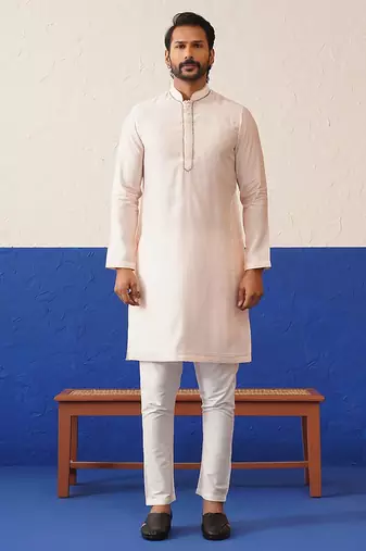 Light peach colour bundi kurta set