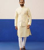 Lemon yellow bundi kurta set