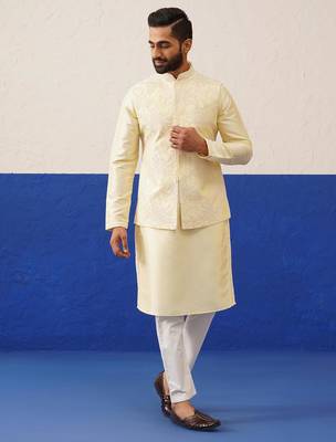 Lemon yellow bundi kurta set 2
