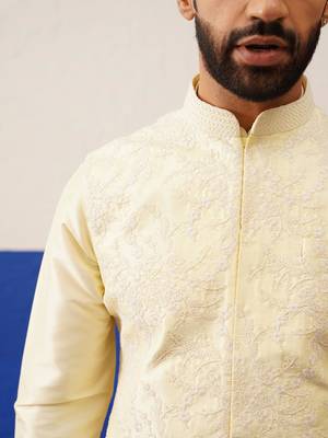 Lemon yellow bundi kurta set 3