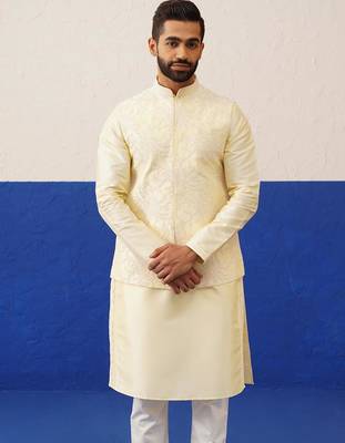 Lemon yellow bundi kurta set 4