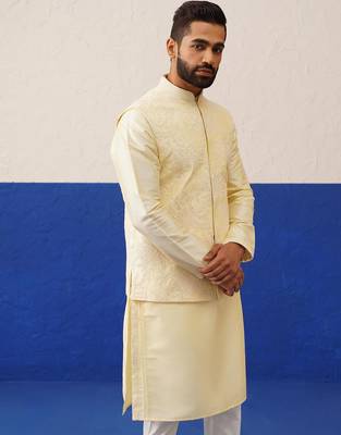 Lemon yellow bundi kurta set 5