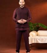 Wine jacket kurta set