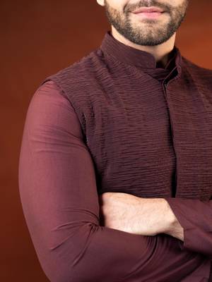 Wine jacket kurta set 2
