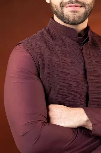 Wine jacket kurta set