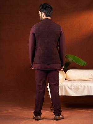Wine jacket kurta set 5
