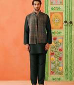 Multi printed velvet fabric jacket set