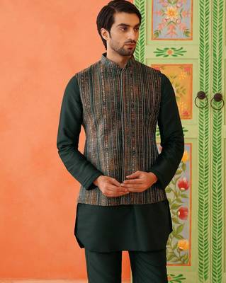 Multi printed velvet fabric jacket set 2