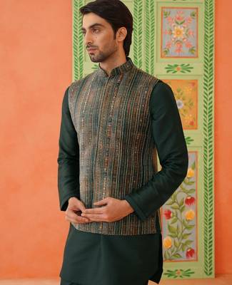 Multi printed velvet fabric jacket set 3