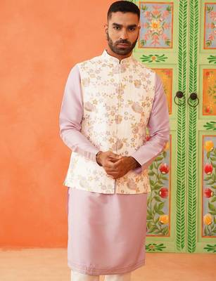 Multi colour resham work bundi kurta set 2