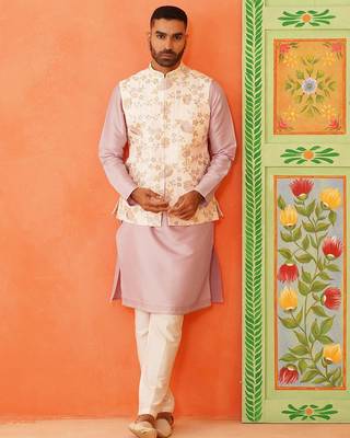 Multi colour resham work bundi kurta set 4