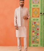 Peach kurta mirror jacket set