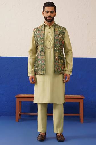 Multi color brocade banarasi jacket set